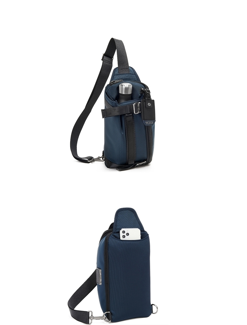 TUMI ALPHA BRAVO Men's Business Sports Waist Pack, Chest Bag, Large Capacity Flip-Top Sports Bag, Navy Blue 8