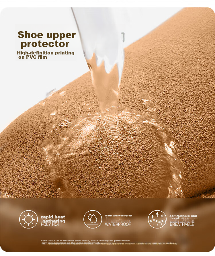 ZHR Snow Boots for Women, New Winter Style with Fleece Lining, Warm Cotton Shoes, Non-Slip Waterproof Thick-Soled Ankle Boots GZ08 Camel Color Size 39 4