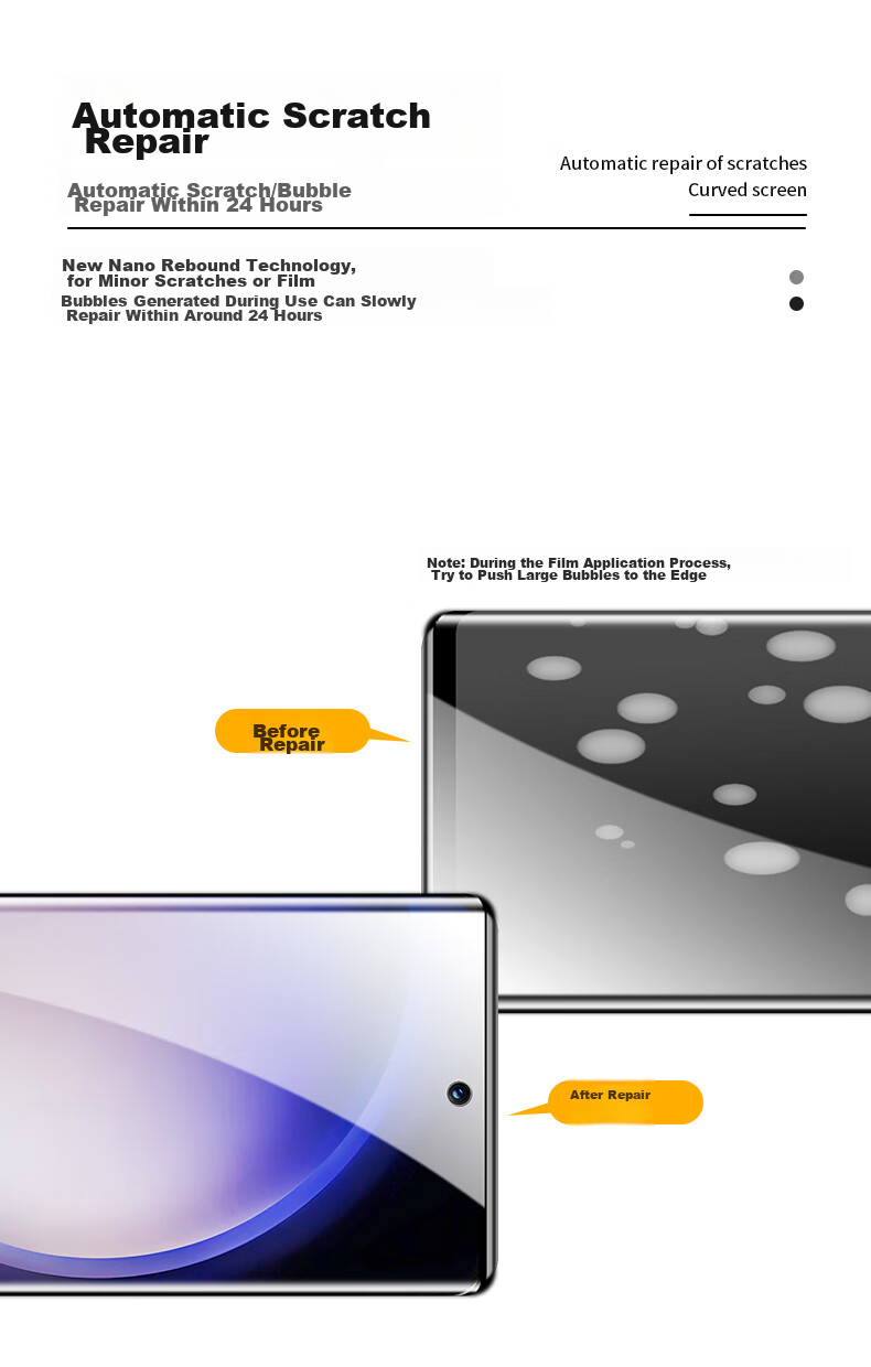 HotFire Hydrogel Film for Samsung S23, Tempered Soft Film, Galaxy S23 Phone Film, Curved High-Definition Full Coverage, Shockproof, Anti-Fingerprint Phone Protective Film 6