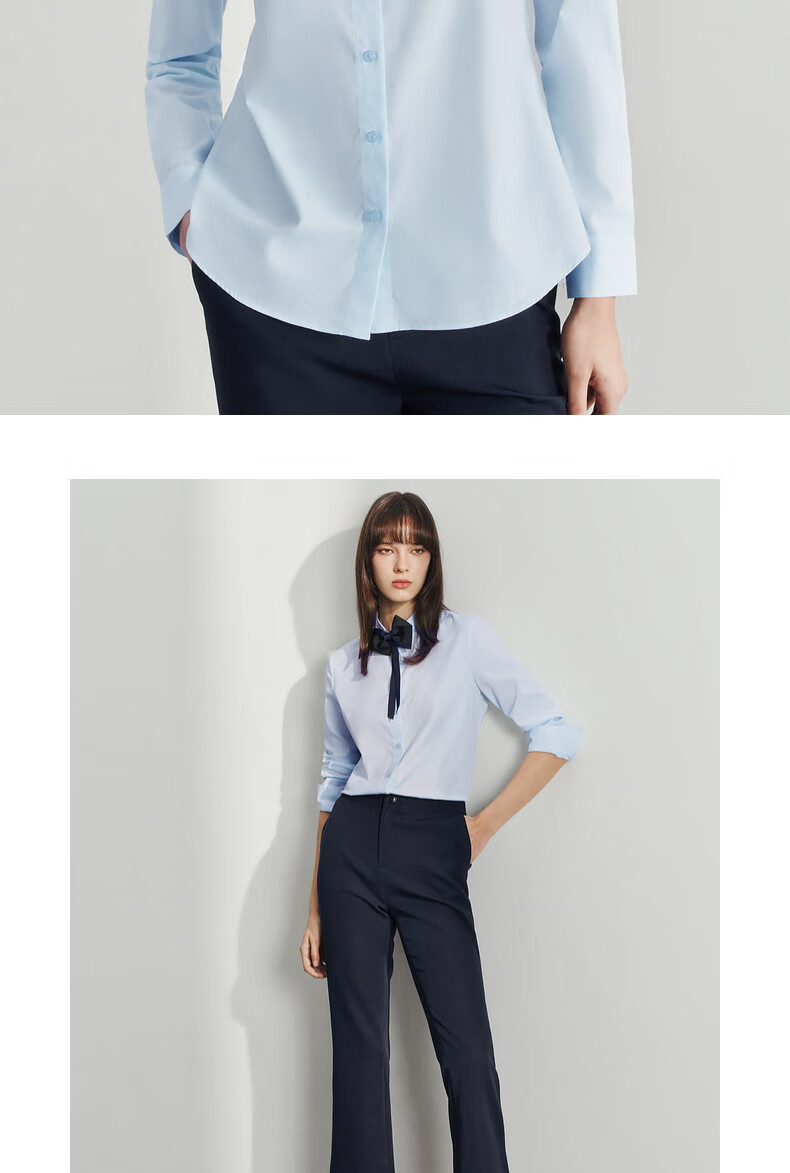 G2000 Mall-Matching Detachable Bow Tie Top Long-Sleeve Shirt 41223023G2, White, Size 34 8