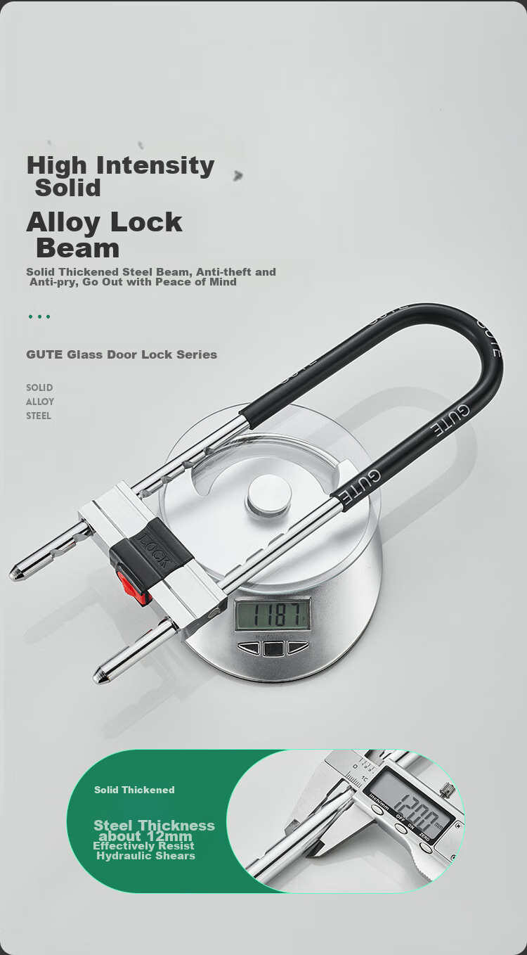 GUTE U-Shaped Lock, Glass Door Lock, Extended Shop Office Double Door Padlock, Bicycle Lock 4