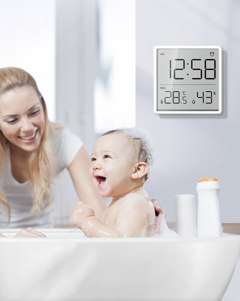 Mashi Temperature And Humidity Meter, High-Precision Color Screen Clock, Home Magnetic Wall-Mounted ABS Material Indoor Electronic Clock 15
