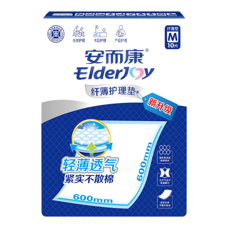 Elderjoy Thin Care Pad, M Size, 10 Pieces, 60*60cm, Incontinence Pad, Elderly Care Pad, Postpartum Maternity Pad for Mothers And Infants