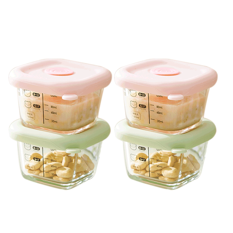 COOKSS Baby Food Container, Glass Steaming And Storage Box, Home Freezer Compartment, Fresh-Keeping Cake Mold, Baby Food Bowl Tool Set