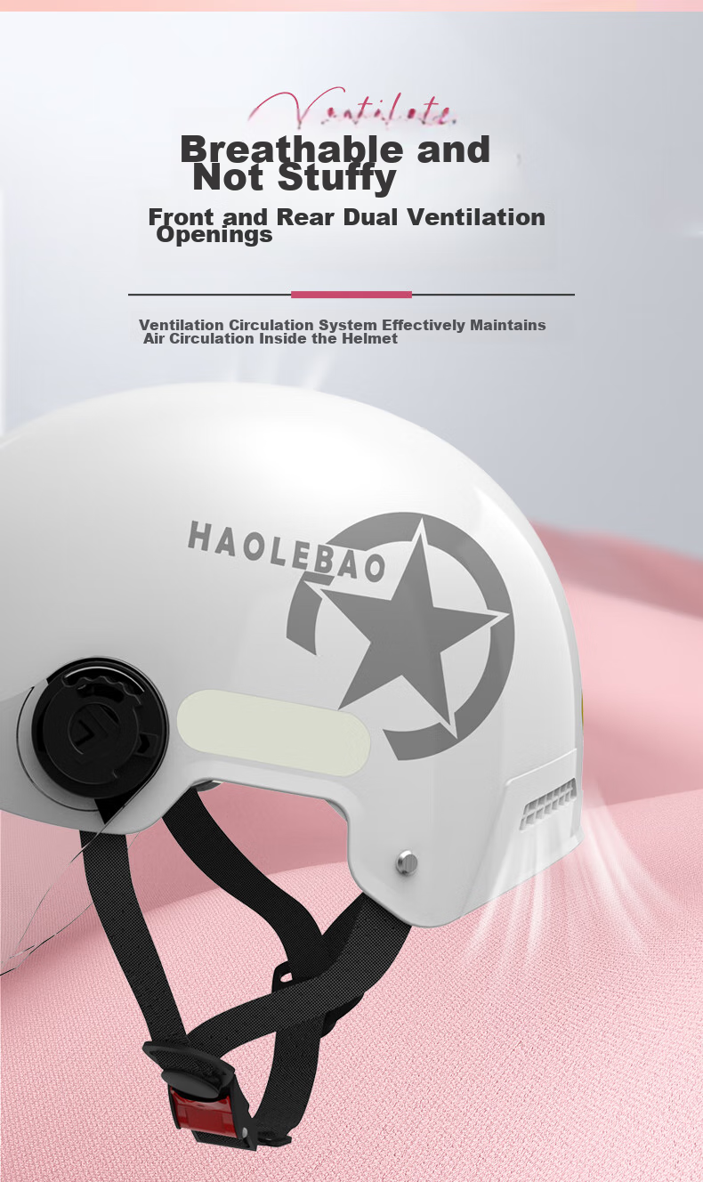 Haolebao New National Standard Class A 3C Certified Electric Bicycle Riding Helmet, Adult Universal Sun Protection And Rain Protection Harley Lightweight Half Helmet, Bright White 6