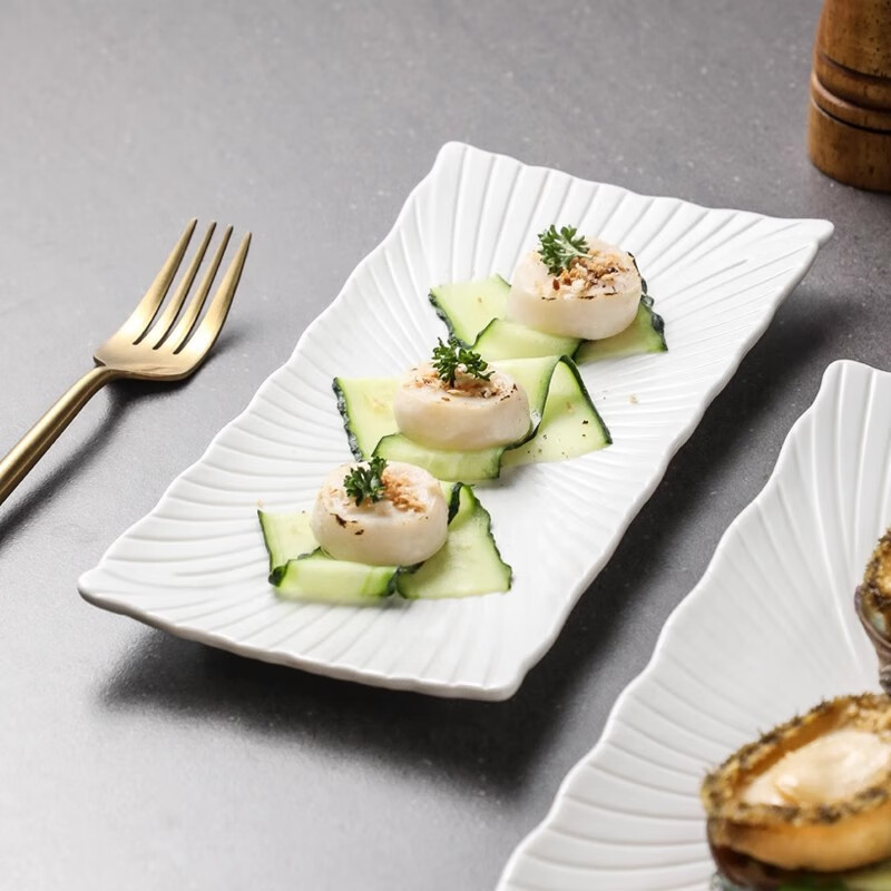 Canjiangjun Ceramic Sushi Plate, Underglaze Color, Simple And Elegant Long Rectangular Plate, Dessert Plate, Western Dinner Plate
