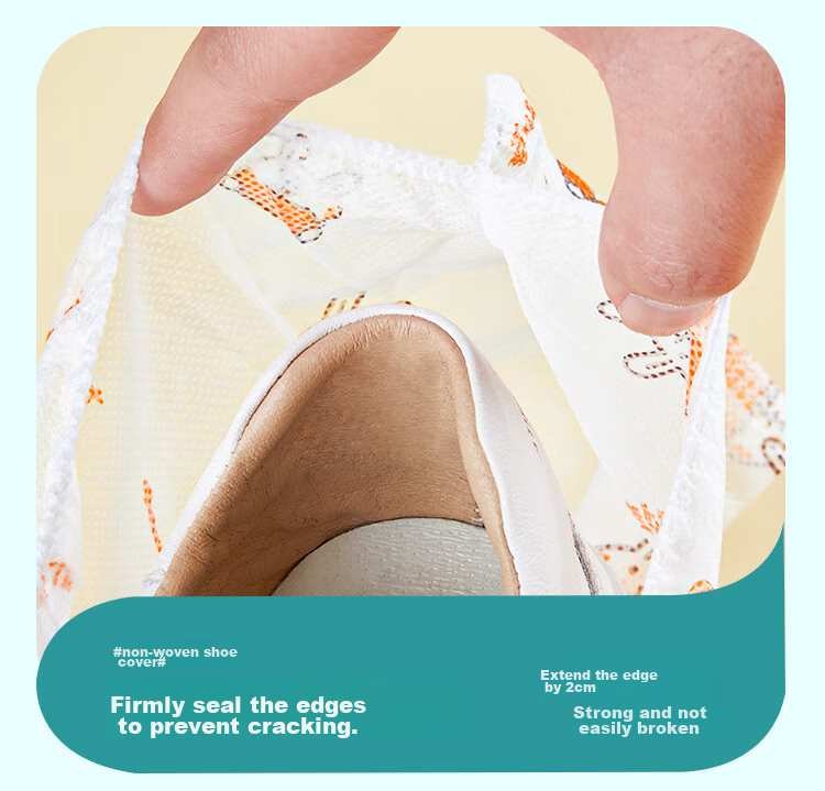 YOUAO Disposable Shoe Covers, 100-Pack, Thick Non-Woven Cartoon Shoe Covers, Wear-Resistant, Non-Slip, One Size Fits All 6