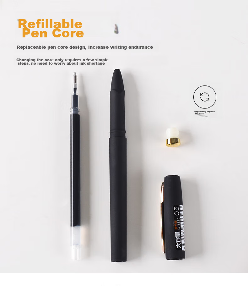 Genvana [12 Large Capacity] Stationery 0.7mm Black Gel Pen, Signing Pen, Wear-Resistant Tip Office Signing Pen Frosted Barrel Gel Pen G-1327 9