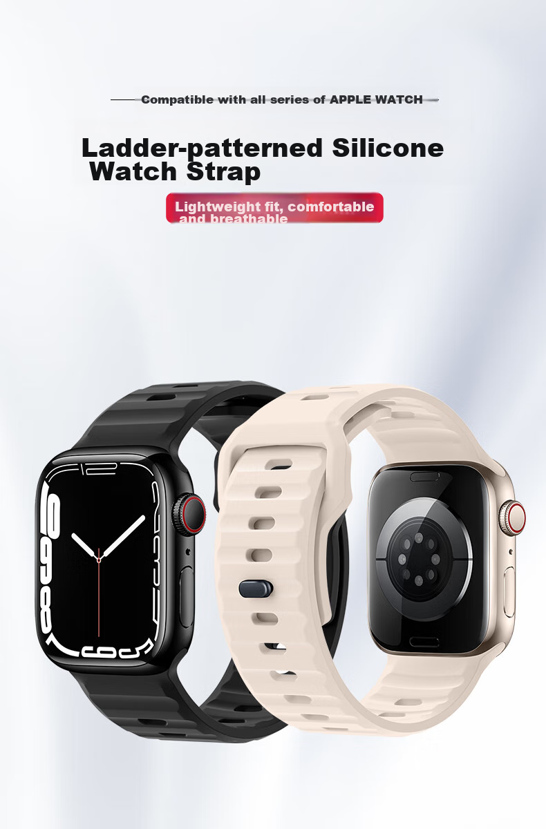 BHO Compatible Apple Watch S12 Band, Apple Watch S11/Ultra4 Stepped Silicone Strap, IWatch S10/9/8/7/SE3/Ultra2 Sports Band 1
