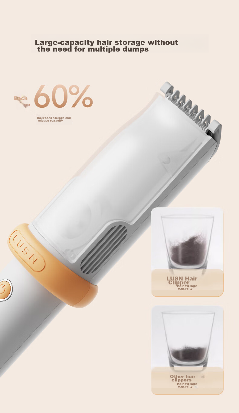 LUSN Baby Hair Clipper, Ultra-quiet, Automatic Hair Suction, for Children And Infants, Specialized Electric Shaver for Trimming Hair 12