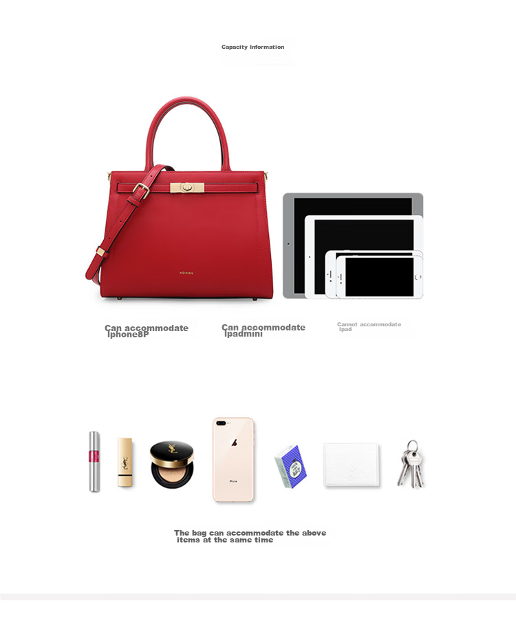 HONGU Women's Handbag, Elegant And Stylish Tote Bag, Cowhide Shoulder Bag with Large Capacity, Suitable for Hand-Holding Or Crossbody Use, Birthday Gift for Girlfriend 9