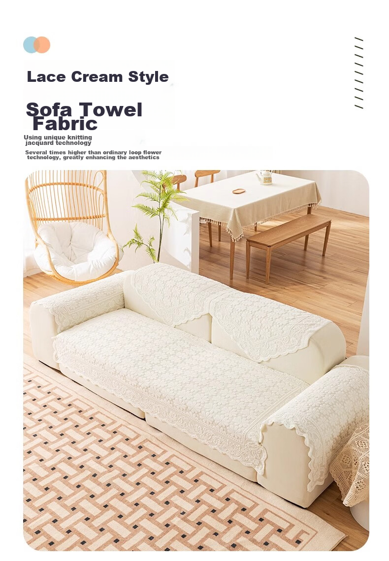 AVIVI Lace Sofa Cushion Cover, Sofa Throw Blanket, All-Season Universal Backrest Armrest Cover, 75*90 Cm, Spring Orchid Autumn Chrysanthemum Patter 3