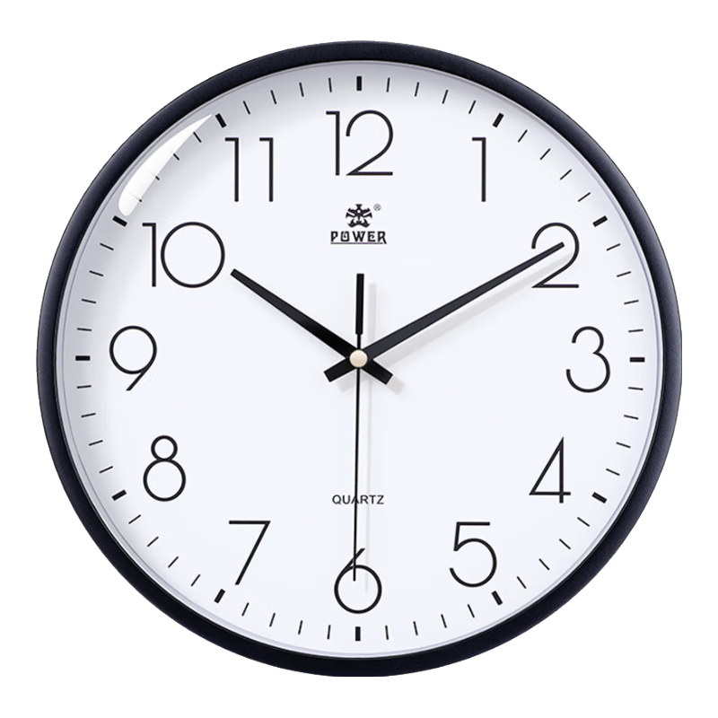 POWER Classic Minimalist Wall Clock for Living Room, No Drilling Required, Quartz Clock, 25cm Black 239517B3