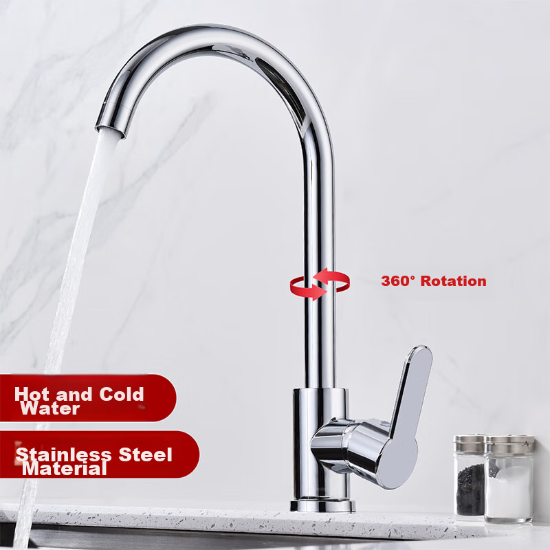 Larsd Sink Faucet, Kitchen Faucet with 360° Rotating Spout, Cold And Hot Water Tap for Sink F055