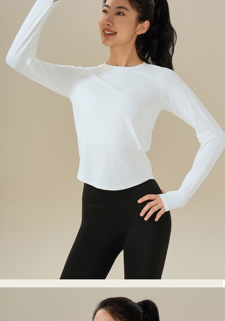Ziyouxi Yoga Top for Women, Spring And Autumn New Style, Slimming Quick-Dry Sports Long-Sleeve T-Shirt, Pilates Running Fitness Training Wear 14