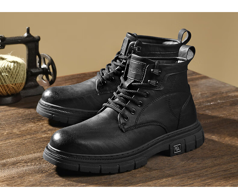 HLA Men's Boots, Fashionable Versatile Casual Martin Boots, Versatile Work Boots HAAGZM4DBB184, Black, Size 41 12