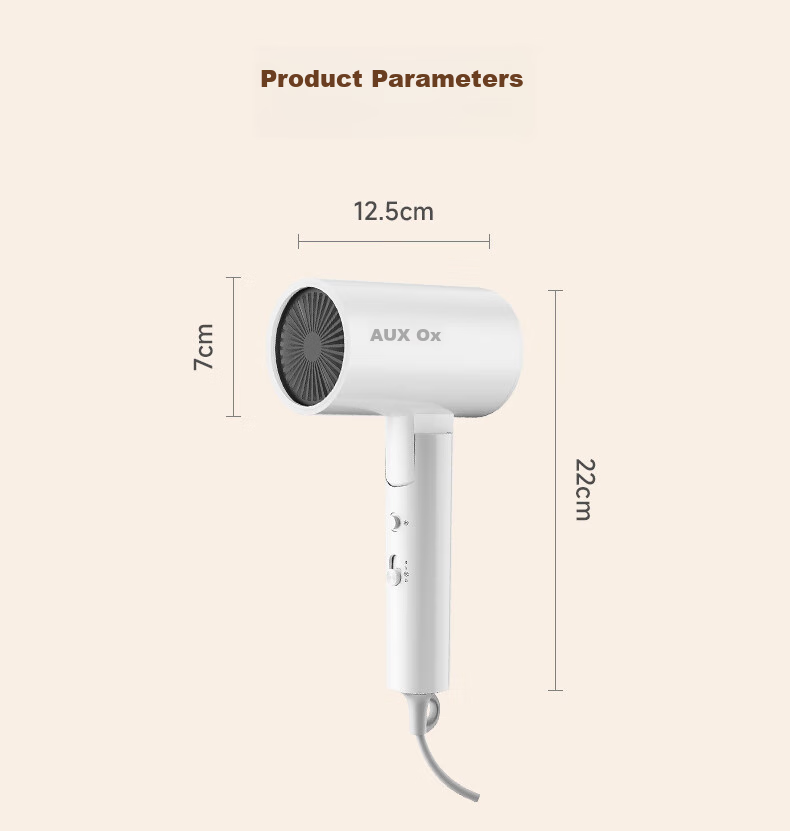 AUX Hair Dryer, High-Power Blue Light Negative Ion Hair Protection Electric Blower, 1800W Large Air Volume Quick-Drying Blow Dryer, Portable Folding Hair Dryer, Gift for Wome 12