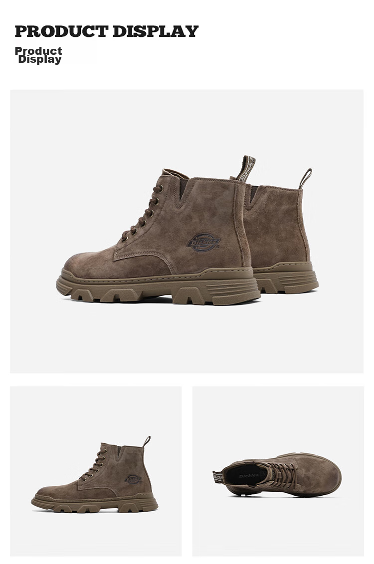 Dickies Men's High-Top Martin Boots, Thick-Soled Boots, Trendy Boots for Men And Women, Work Boots, Camel Color, Size 40 16