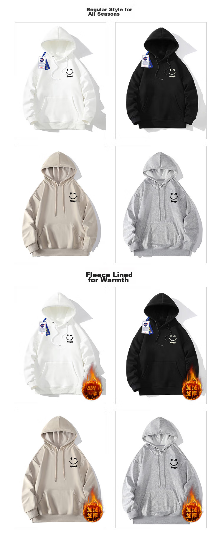 NASA GISS Official Collaboration Hoodie for Men, Autumn Loose-Fit Sweatshirt, Pullover Top, White, M 13