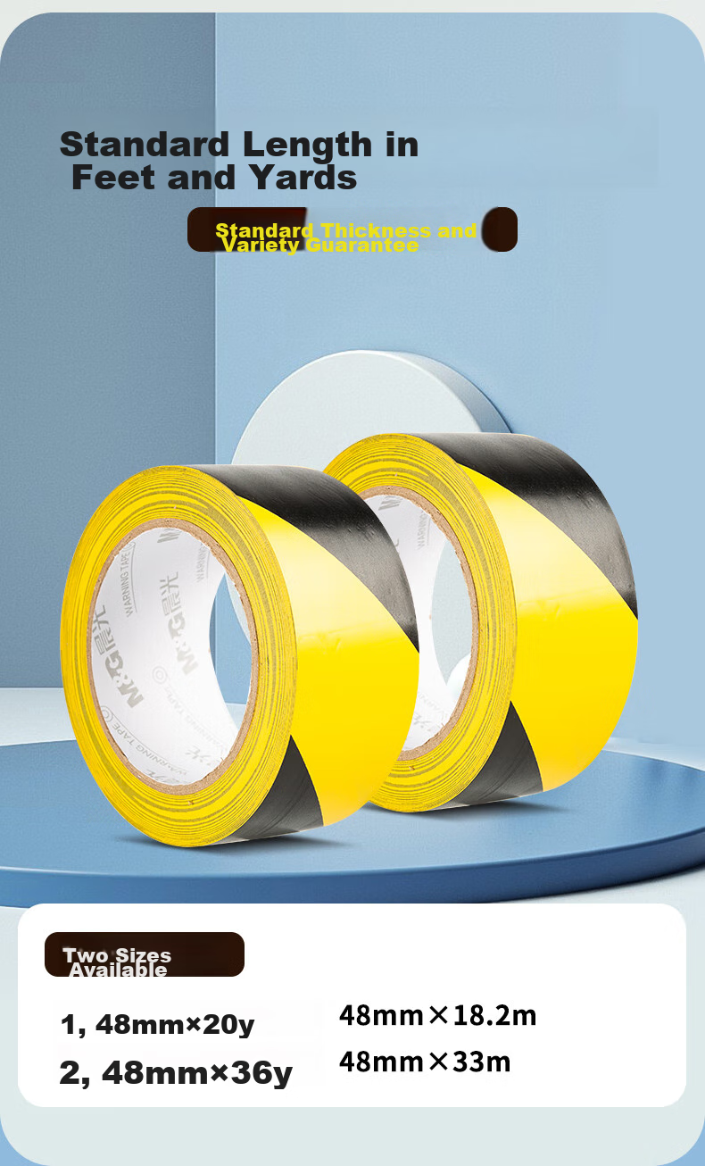 M&G Yellow And Black Safety Warning Tape, 48*20y, Single Roll, Zebra Crossing Factory Warehouse Tape, Safety Positioning Marking Sticker, Eye-Catching Typhoon Windproof Window Reinforcement, AJD95749 9