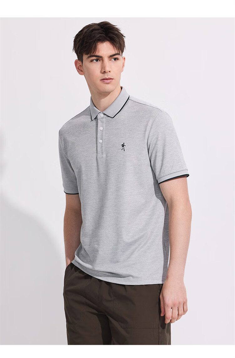 DANCING WOLVES [Slightly Stretchy And Easy-Care] Casual Commute Cool Smooth Breathable Men's Short-Sleeve POLO Shirt, 001 Black, Size 185 8