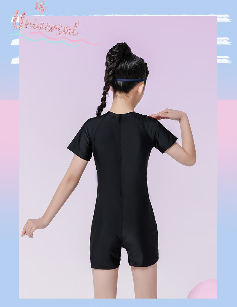 Barbie Children's Sun Protection Swimsuit One-Piece Dress for Older Girls, Conservative Swimwear for Elementary, Middle And High School Training for Young Wome 19