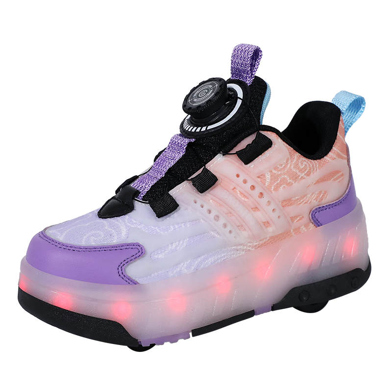 BKG Running Shoes for Girls, Four-Wheel Sports Shoes for Children, Student And Youth Skating Shoes ZYQ23825-B7 Purple Moon Size 39