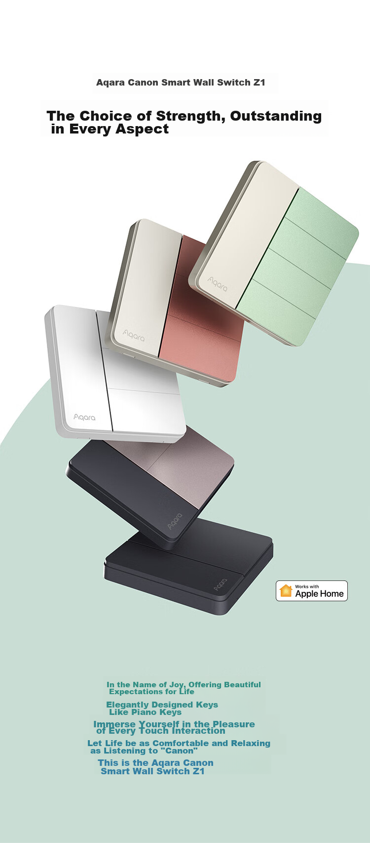 Aqara Smart Wall Switch Card, Single Button, Single Zero Fire Universal, Connected to Mijia APP/iPhone HomeKit 2