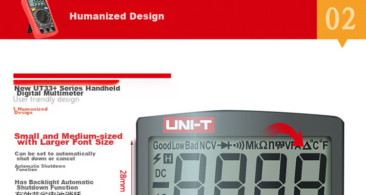 UNI-T UT33A+ Pocket Digital Multimeter, High-Precision Burn-Proof Multimeter, Electrician's Meter, Multi-Purpose Meter for Home Use 14