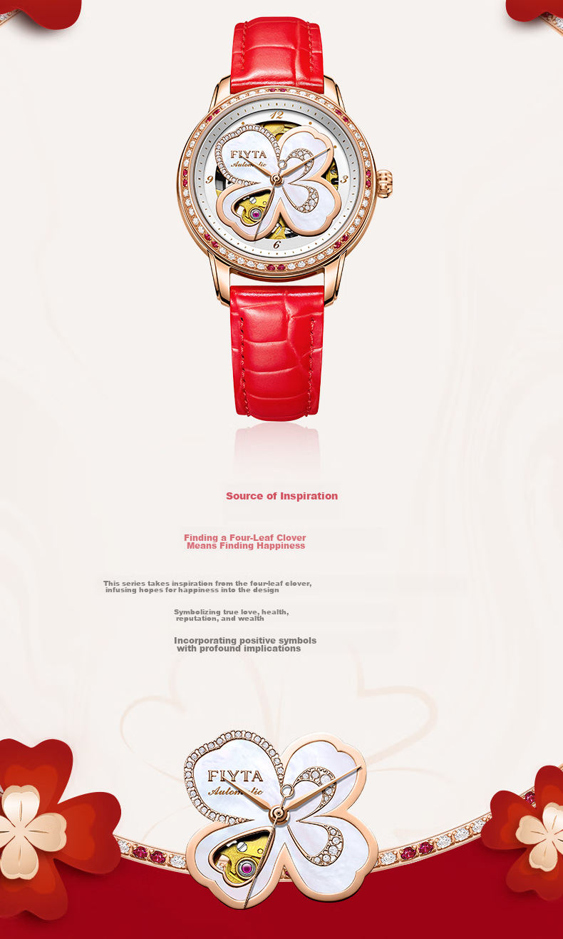 FIYTA Classic "White Moonlight" Mechanical Movement Steel Strap Business Elegant Women's Watch, Holiday Birthday Gift 2