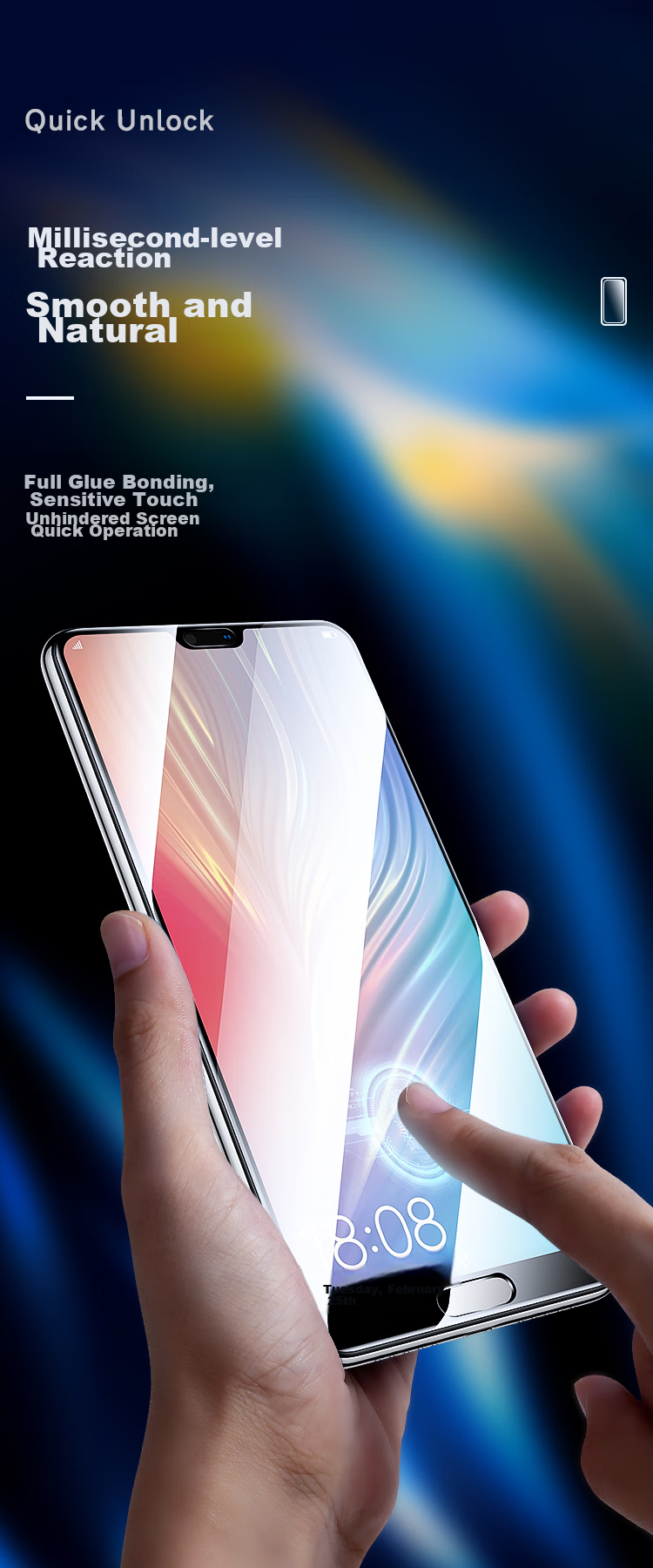 Yisika Tempered Glass Screen Protector for Huawei P20 Pro, Full Coverage, Shatterproof Edge, High-Definition Anti-Scratch Anti-Drop Low Fingerprint Protective Glass for P20 Pro Phone JM342 Black 3