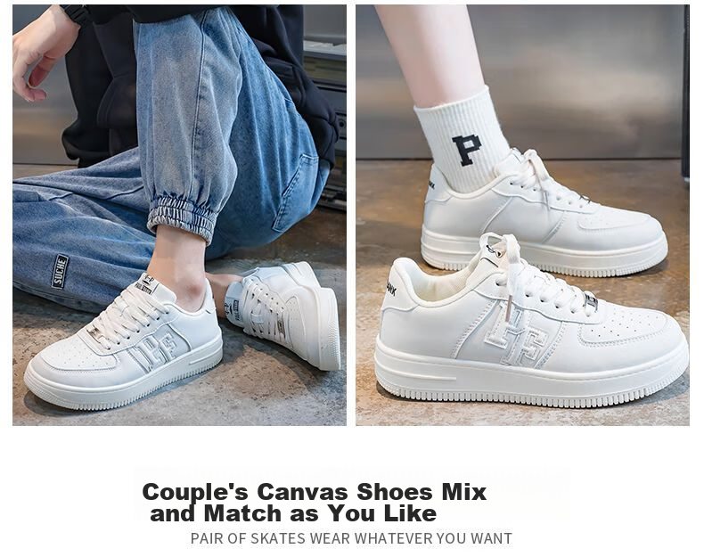 Paul Frank Casual Shoes, Women's White Sneakers, Versatile Couple Style, Men's Campus Fashion Sports Skateboard Shoes, 254U White Women's Size 37 16