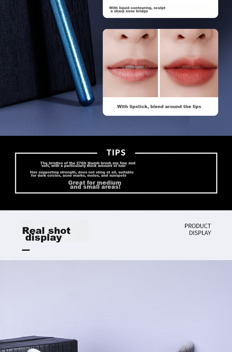AOLANLA Slanted Finger Concha Concealer Brush 270G Seamless Brush for Covering Spots, Acne Marks, Dark Circles, Eye Bags, Tear Troughs Makeup Brush 7