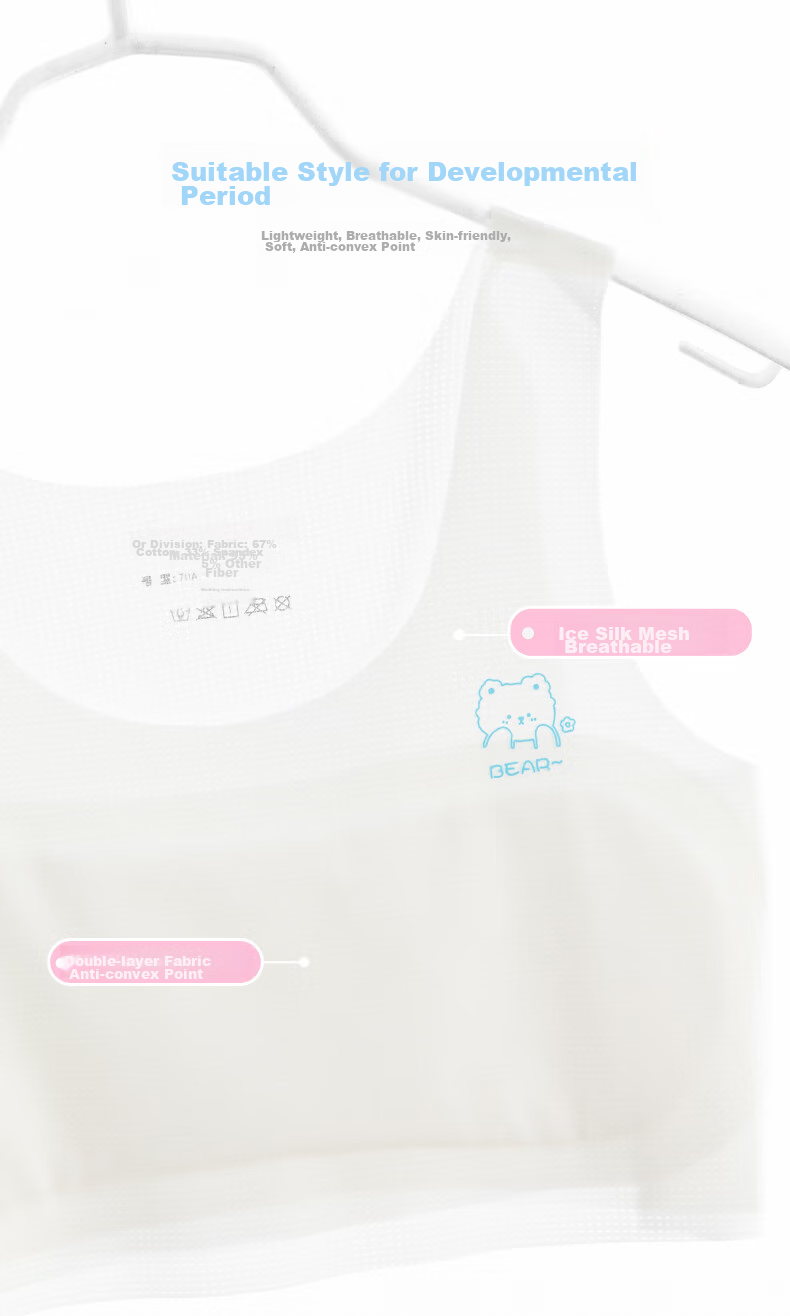 LangSha Girls' Underwear, Ice Silk Seamless Development Puberty Bra, Mesh Camisole for Elementary, Middle And High School Students, 75A 2