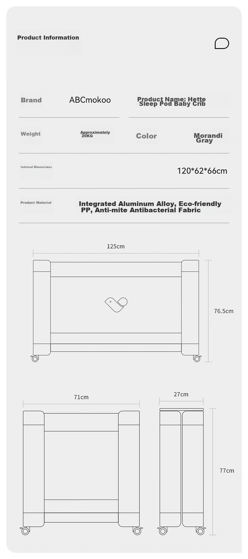 ABCMOKOO Hetu Crib, Newborn Sleep Pod, Foldable And Connectable, Large Bed, Portable, Movable Baby Bed - Deluxe Versio 14