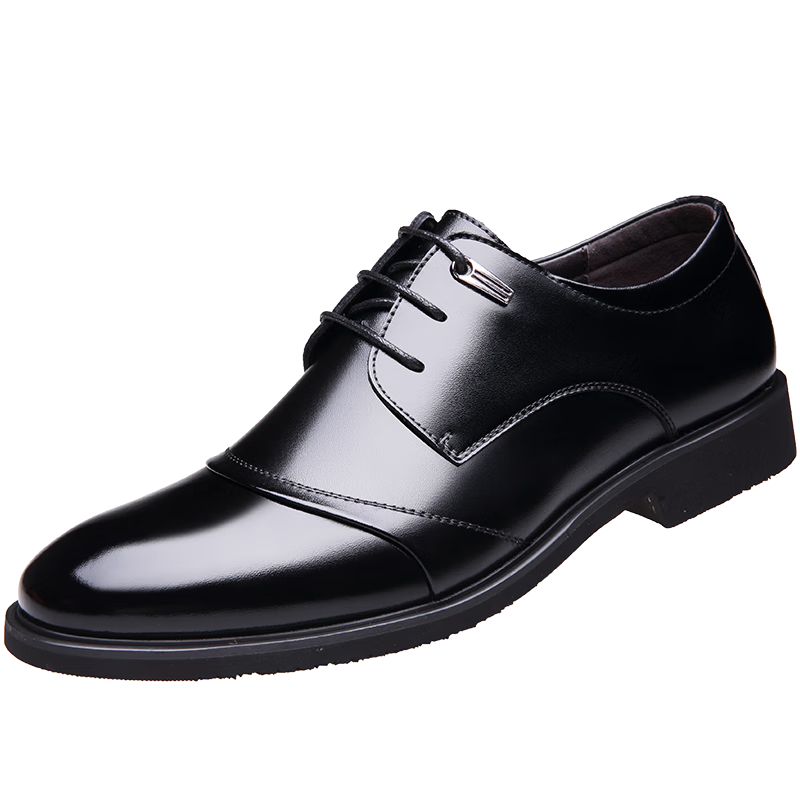 CARTELO Leather Shoes for Men, Business Cowhide Formal Shoes with Height Increase, Autumn And Winter Warm Footwear, Model 2513, Black Height-Increasing Style, Size 44