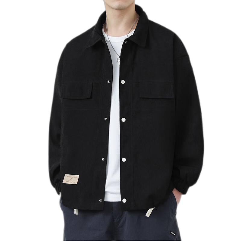Dingfengbaoluo Men's Jacket, Summer Casual Versatile Lapel Loose Trendy Workwear Retro Coat 2303 Forest Green M