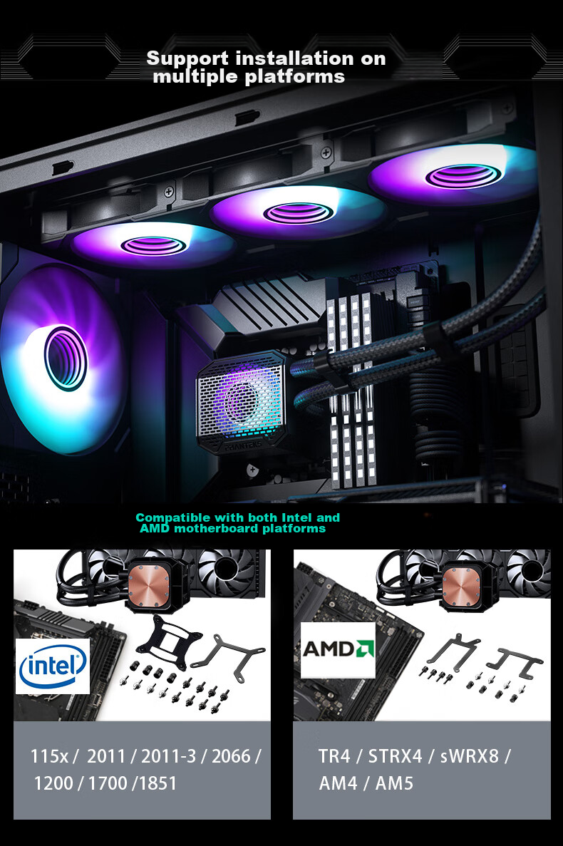 PHANTEKS Ice Spirit M25 White 360 V3 All-In CPU Liquid Cooler (Pre-Installed 3 ARGB Fans, Infinite Mirror, Simplified Cable Management, All-Metal Mounting Brackets) 12