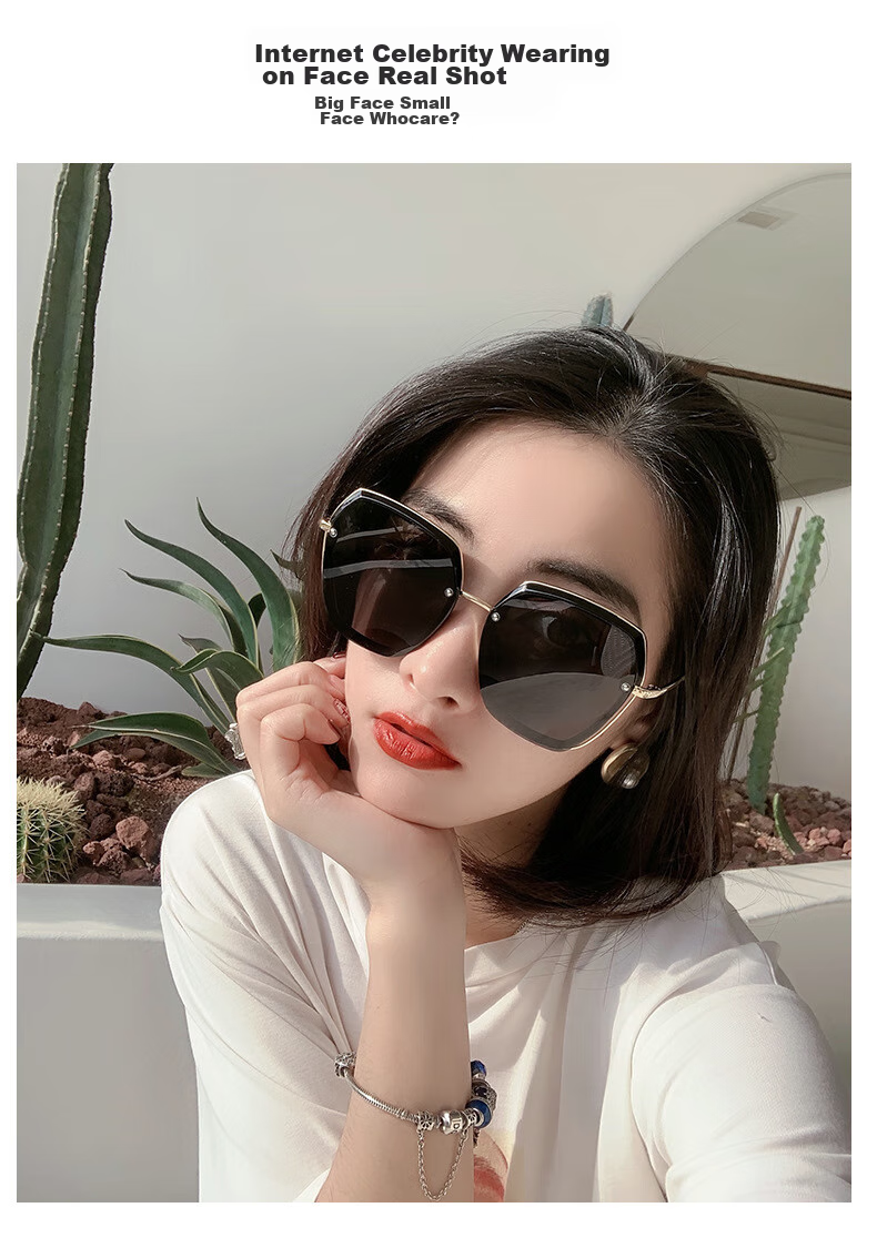 Lafudelu Polarized Sunglasses for Women, UV Protection, Anti-Glare, Trendy Sunglasses, Sun Protection, Wide Frame, Slimming Effect 5