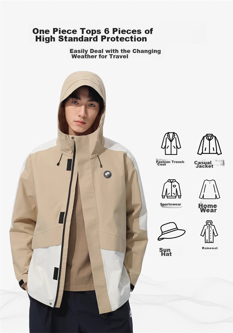 CAMEL Women's Sun Protection Short Jacket, Men's Windproof And Rainproof Outdoor Coat [Panda Co-Branded Edition] A34BA6B194A 6