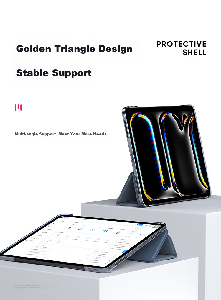 CangHua Compatible with 2024/2025 IPad Pro 11-Inch Protective Case, for M4/M5 Chip Apple Tablet, Shockproof Tri-Fold Stand Silicone Cover, Lavender 7