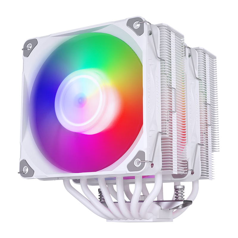 PHANTEKS Polar T6 White Anti-Gravity Dual Tower Air Cooler CPU Heatsink (PWM Dual ARGB Fans, Includes High-Nano Thermal Paste, Heat Spreader, And Noise Reduction Device)