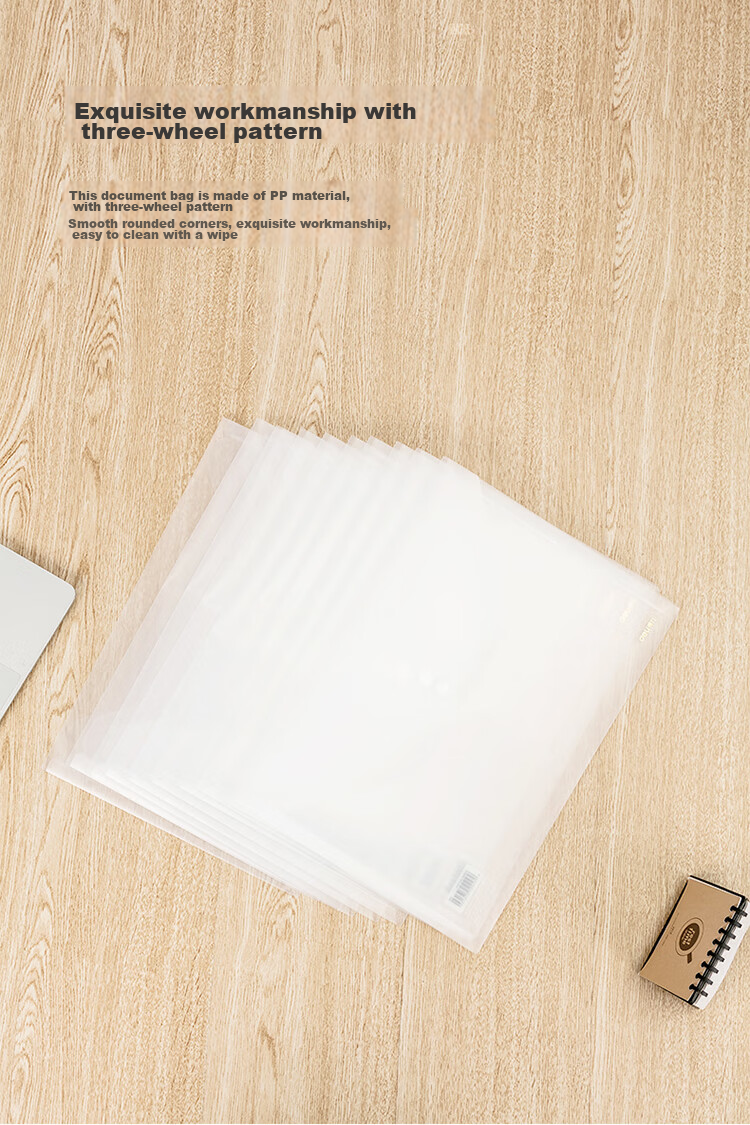 Deli 10 A4 Thick Transparent File Folders, Button Closure Document Sleeves, Waterproof Archive Bags for Contracts And Papers, Financial Receipt Storage, Study Supplies, P05501A 9