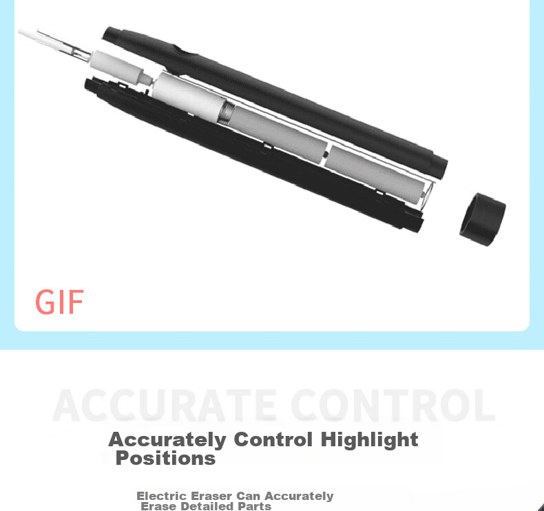 Deli Student Fashion Electric Eraser, Back-To Stationery Drawing Art Eraser with 10 Replacement Refills, Glacier Blue, College Entrance Exam Blessing Gift 7