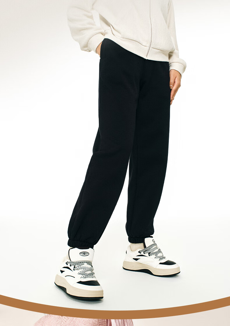ANTA Snow Owl Fleece-Lined Knit Jogger Pants Women's Winter Casual Warm Trousers College Sports Pants 9