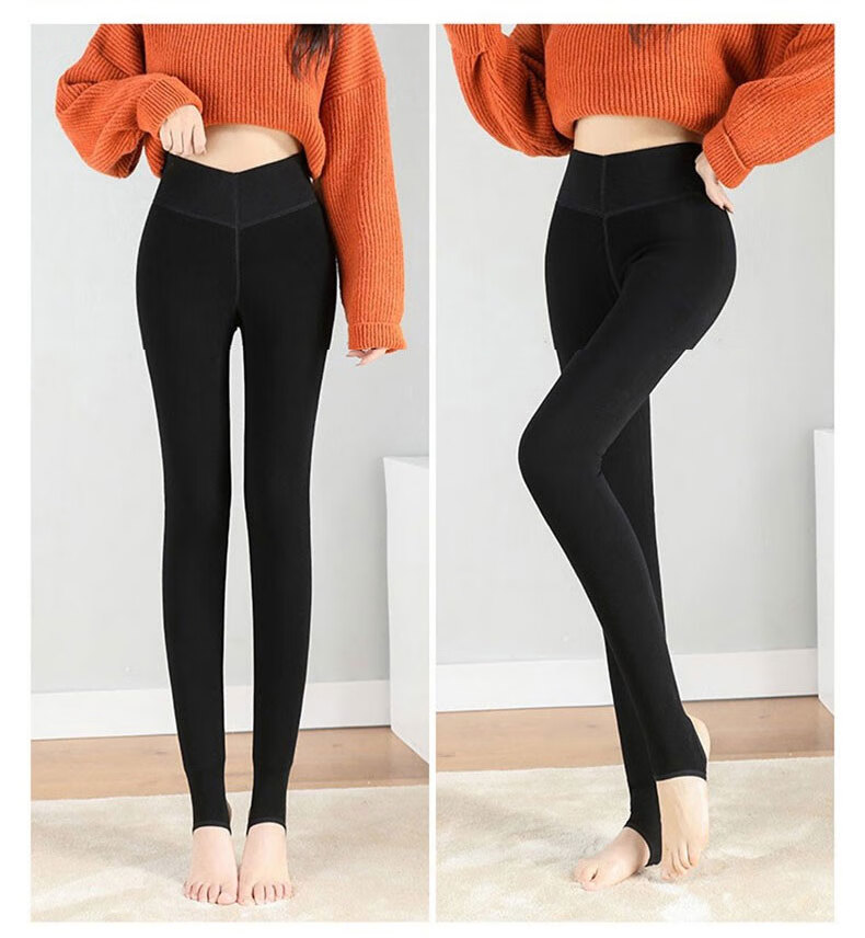 LangSha Women's Leggings, Extra Thick Wool Pants from Northeast China, Autumn And Winter Wear, Fleece-Lined, Cold-Resistant, One-Piece Thermal Pants, High-Waisted, Slimming Cotton Pants 19