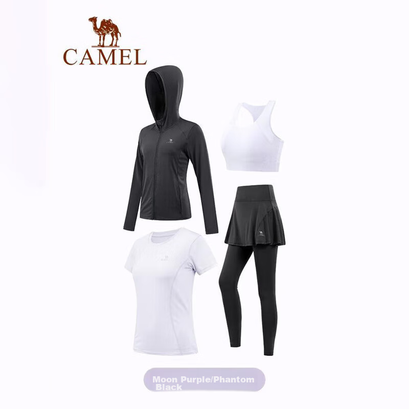CAMEL Yoga Outfit Set for Women, Morning Run Outdoor Sportswear, Slim-Fit Breathable Fitness Four-Piece Set Y24BY02024
