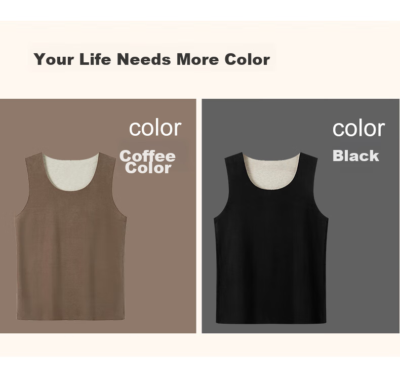 Yiershuang [Cashmere Silk] Autumn Winter Warm Vest Men's Seamless Cut Fleece Lined Thermal Underwear 16