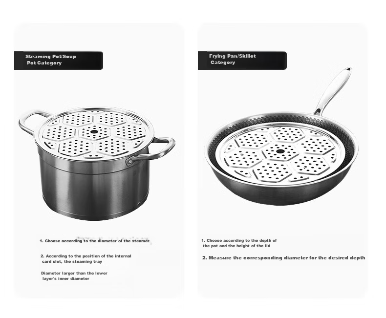 Newair Stainless Steel Steamer Rack, Household Steamer Pot, Wok Steaming Tray, Double Boiler Steaming Rack, Thickened Plate Steaming Stand 7