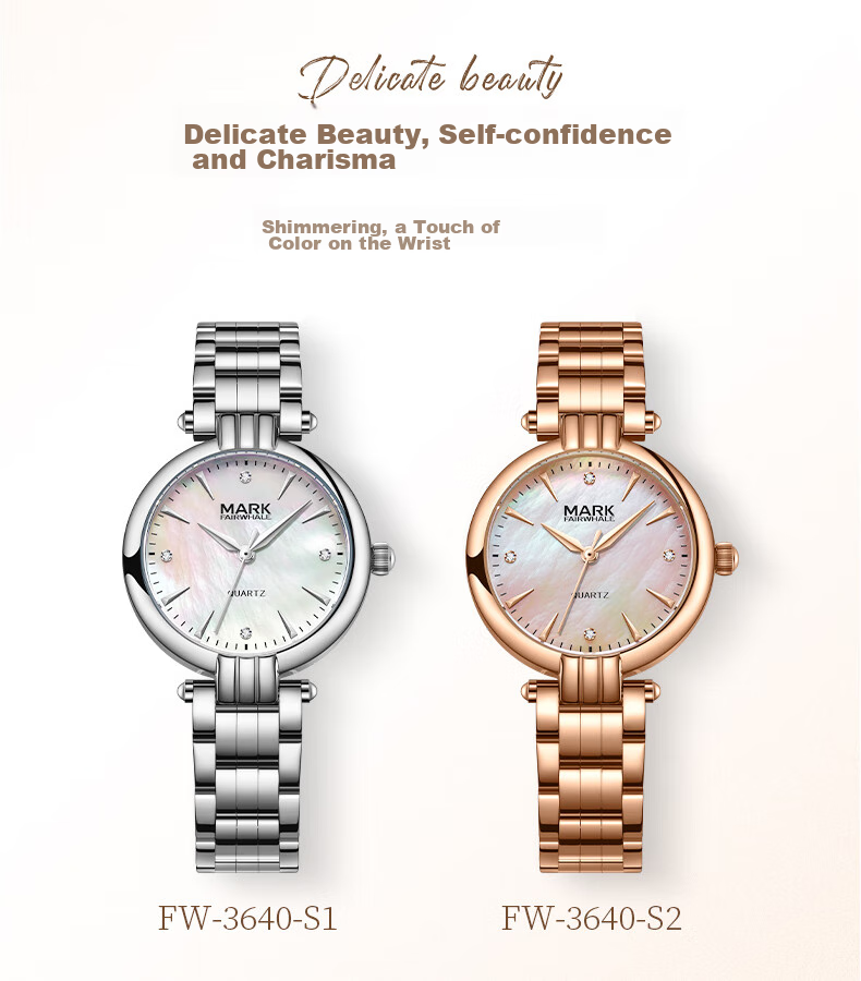MARK FAIRWHALE Small Petal Watch for Women with Diamond-Inlaid Mother-Of Dial, Quality Waterproof Chinese Watch, Birthday Gift for Girlfriend 3640 13